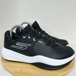 Skechers SKX League Basketball Sneaker Shoes Black Leather 253011 Mens Size 8